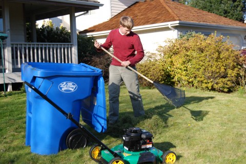 Lawn-boy, hard at work